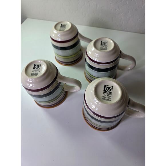 TABLETOPS UNLIMITED Jentry Red Green MCM Style Hand Painted Coffee Mug Set of 4 - Picture 9 of 10